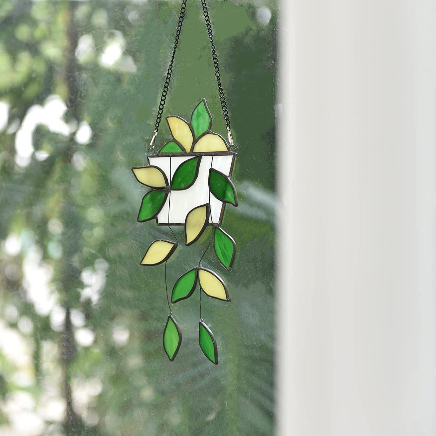 Hanging Plant Home Decor Stained Glass Window Hanging Art Suncatcher AITONGXIAO House Fake Plant