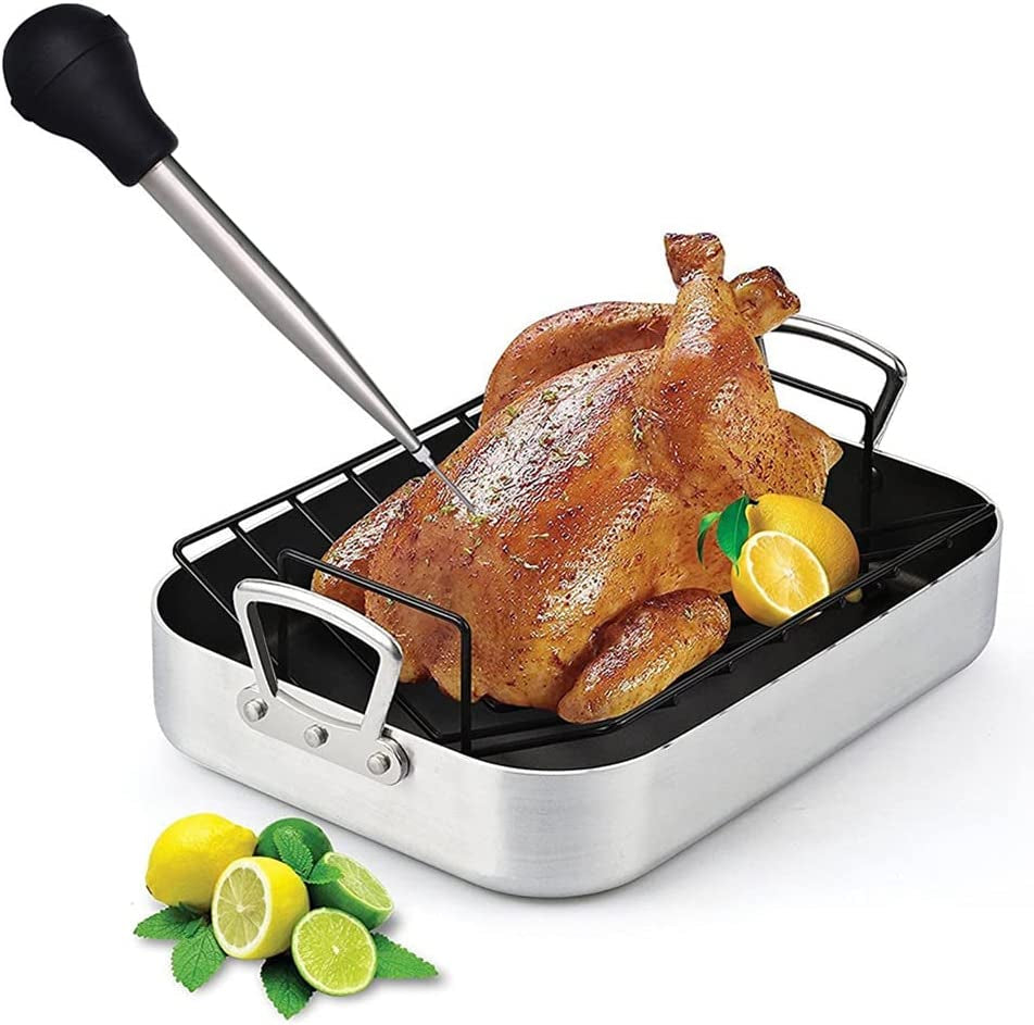 Turkey Baster, Professional Turkey Baster Syringe for Cooking with Cleaning Brush and Marinade Tools, Stainless Steel Turkey Baster for Oiling and Marinating Turkey, Beef, Pork, Fish