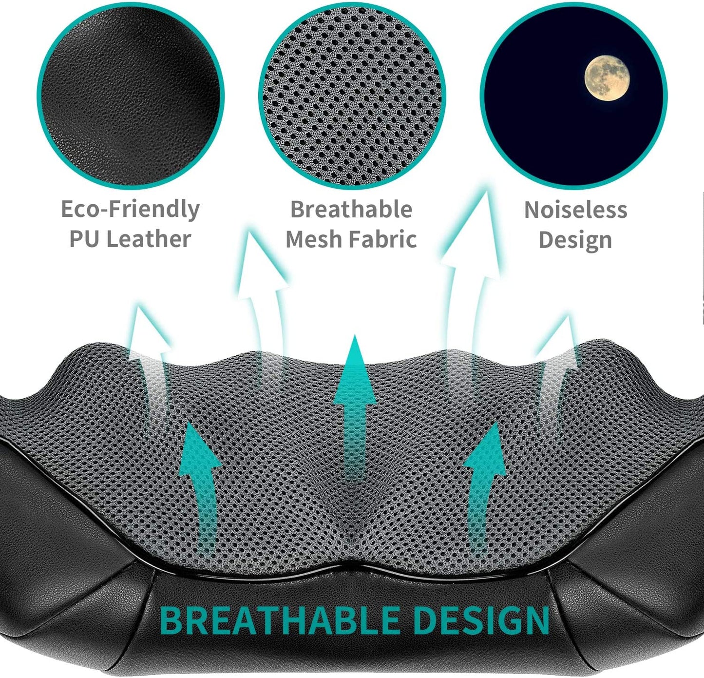 Shiatsu Neck and Back Massager with Soothing Heat,  Electric Deep Tissue 3D Kneading Massage Pillow for Shoulder, Leg, Body Muscle Pain Relief, Home, Office, and Car Use