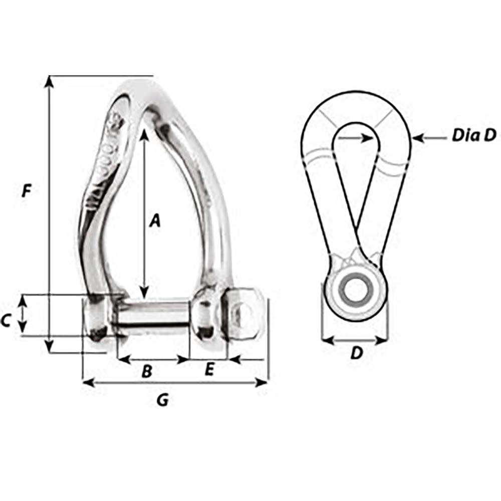 Wichard Self-Locking Twisted Shackle - Diameter 8mm - 5/16" [1224W]