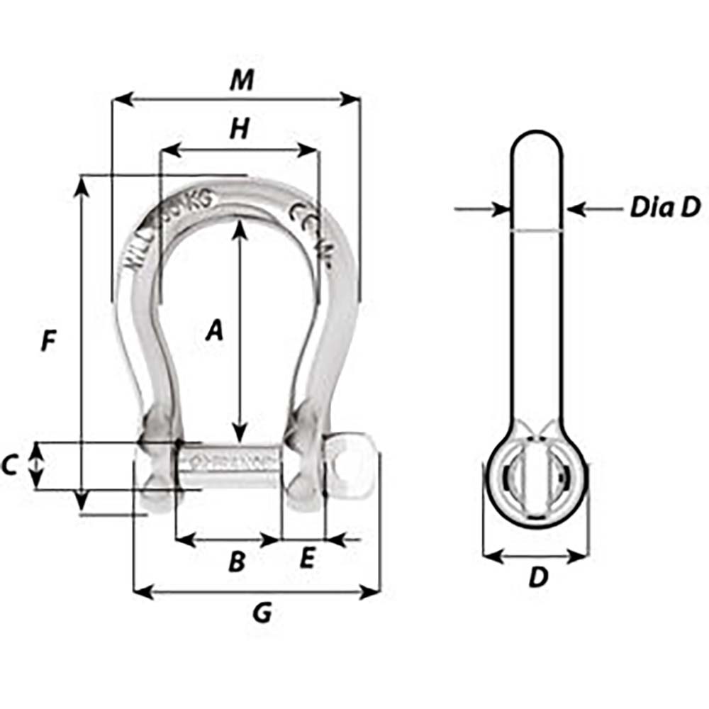 Wichard Self-Locking Bow Shackle - Diameter 10mm - 13/32" [1245W]
