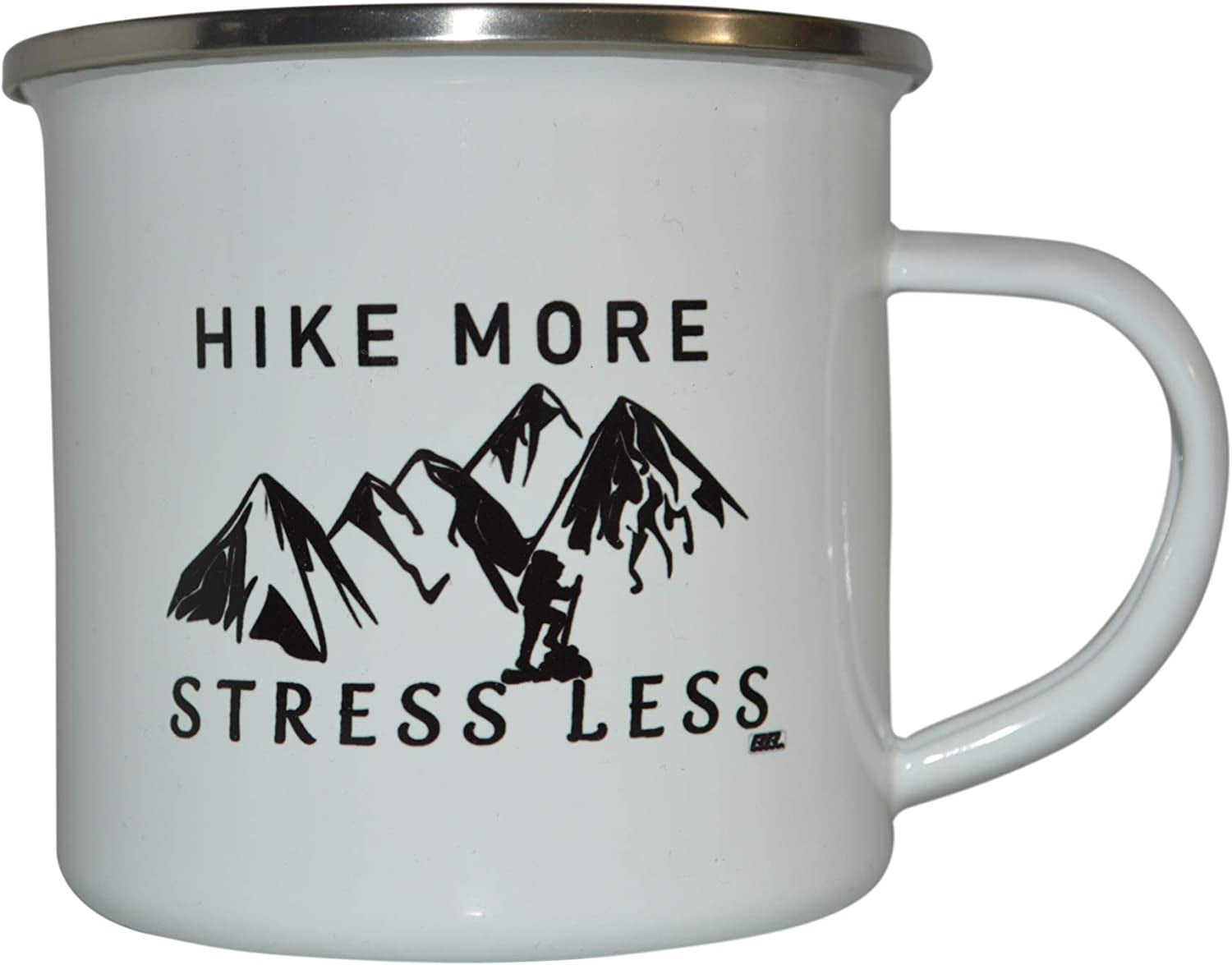 Funny Camp Mug Enamel Camping Coffee Cup Gift Hike More Stress Less Camping Gear