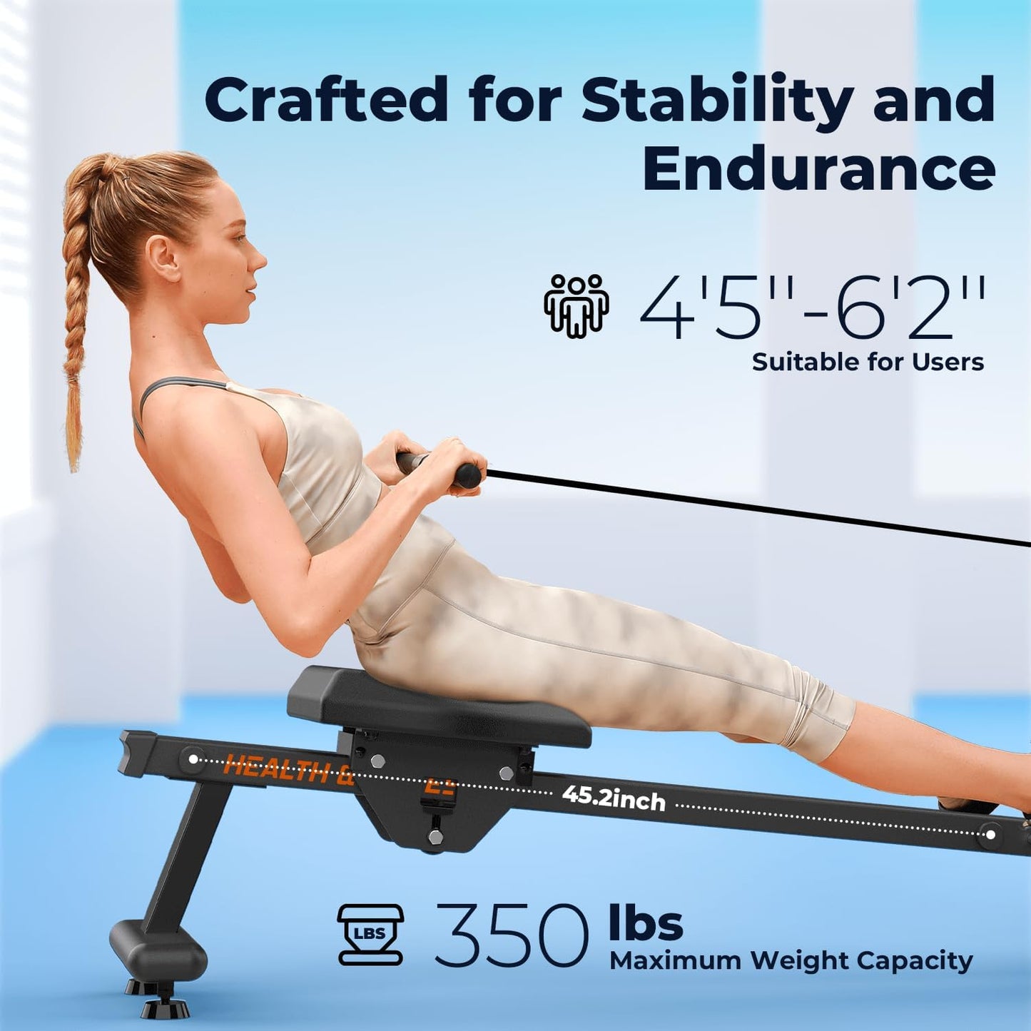 Magnetic/Water Rowing Machine 350 LB Weight Capacity - Foldable Rower for Home Use with Bluetooth, App Supported, Tablet Holder and Comfortable Seat Cushion