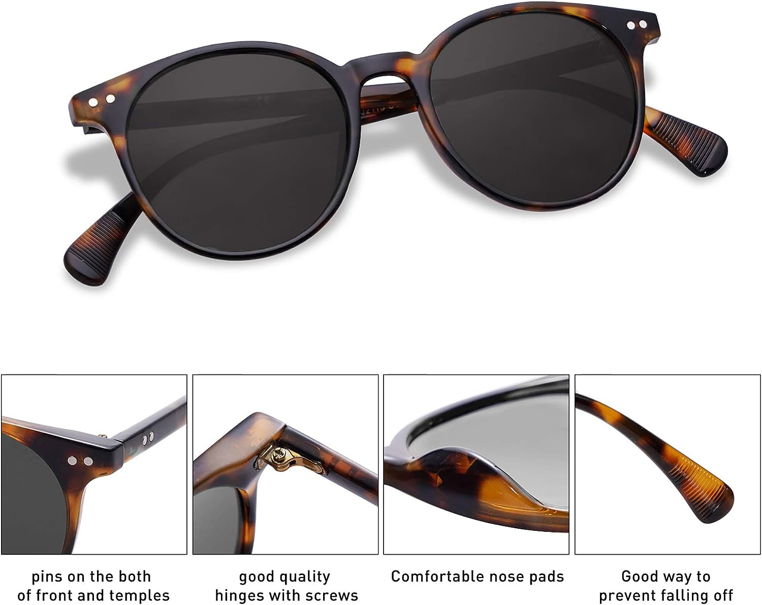 Small round Polarized Sunglasses for Women Men Trendy Classic Vintage Style