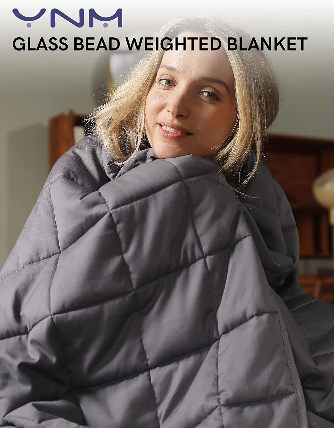 Weighted Blanket — Heavy 100% Oeko-Tex Certified Cotton Material with Premium Glass Beads (Dark Grey, 48''X72'' 15Lbs), Suit for One Person(~140Lb) Use on Twin/Full Bed …
