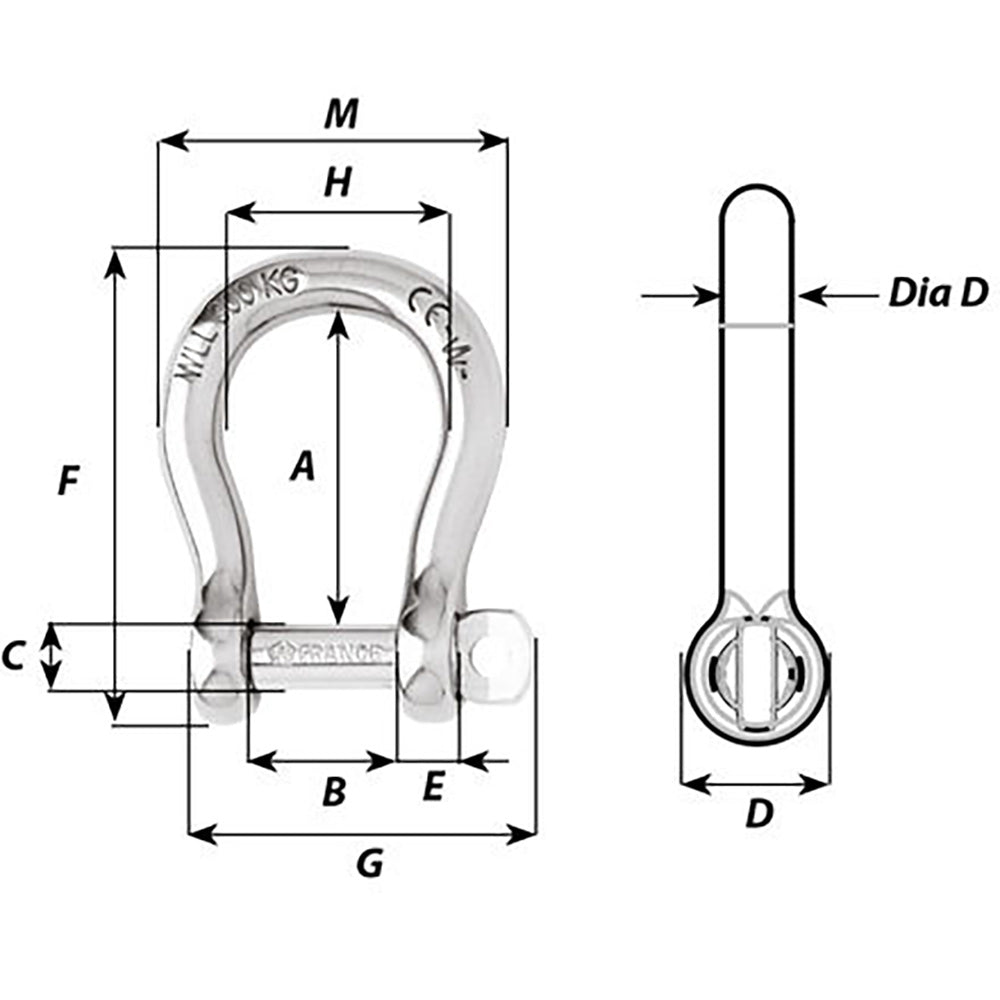 Wichard Not Self-Locking Bow Shackle - 20mm Diameter - 25/32" [1248W]