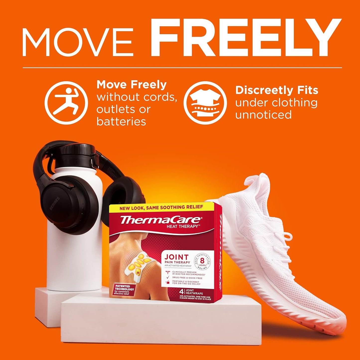 Portable Heating Pad, Joint and Muscle Pain Relief Patches, Multi-Purpose Heat Wraps, 8 Count