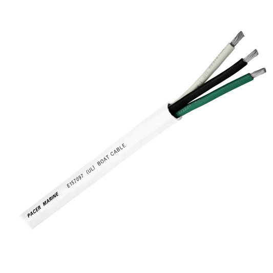 Pacer Round 3 Conductor Cable - 100 - 16/3 AWG - Black, Green  White  [WR16/3-100]