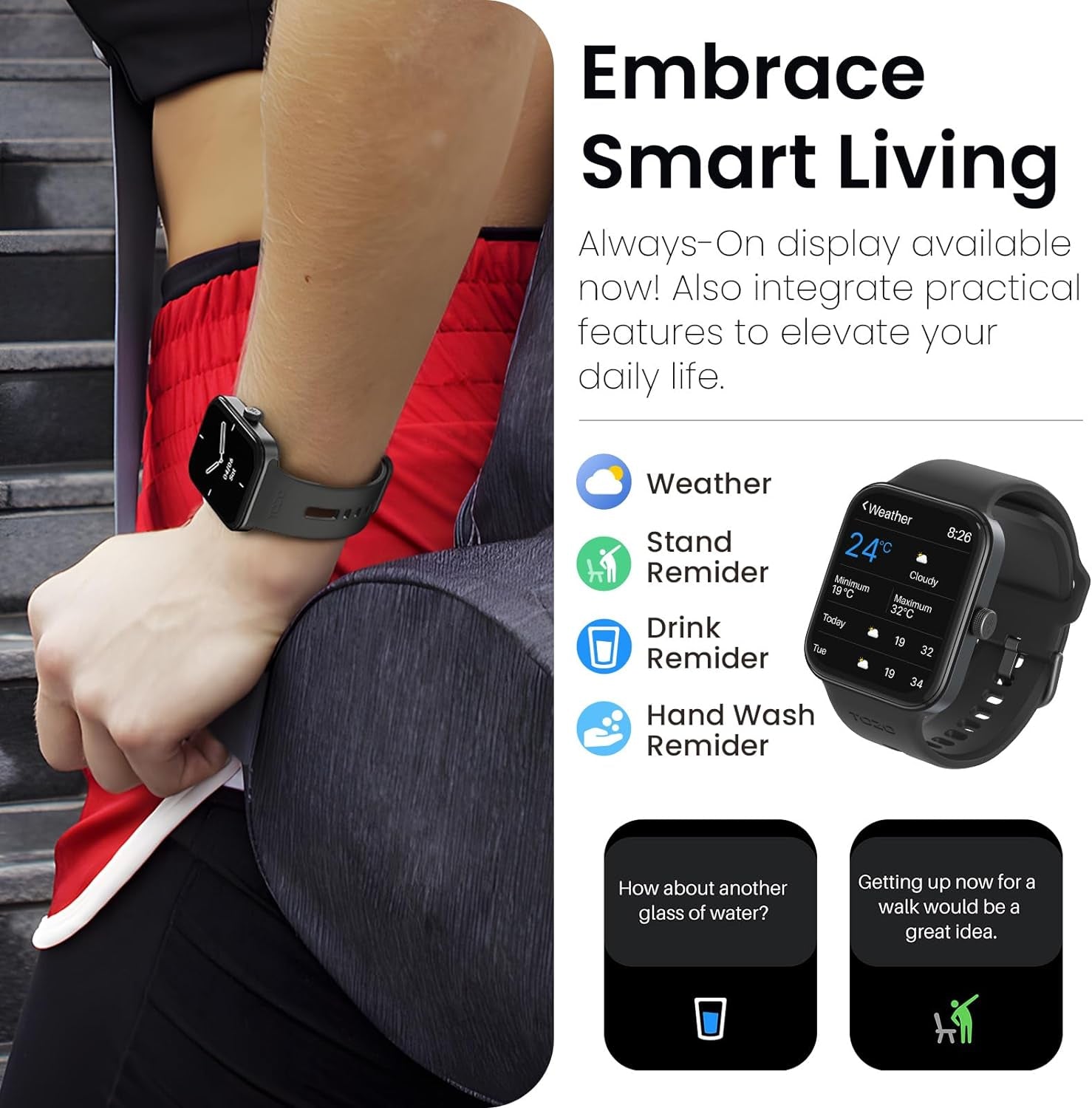 S4 Acufit One Smart Watch 1.78" AMOLED Screen for Men Women, Bluetooth Call Dial Fitness Tracker, Heart Rate and Blood Oxygen, Sleep Monitor, IP68 Waterproof, Workout for Ios Android