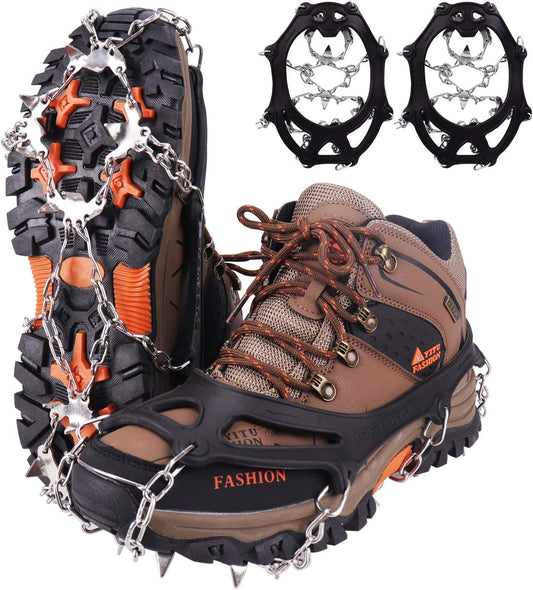 Crampons for Shoes, Traction Cleats Ice Snow Grips with 19 Stainless Steel Spikes, Shoe Talons anti - Slip Boots Spikes for Walking, Jogging, Climbing and Hiking