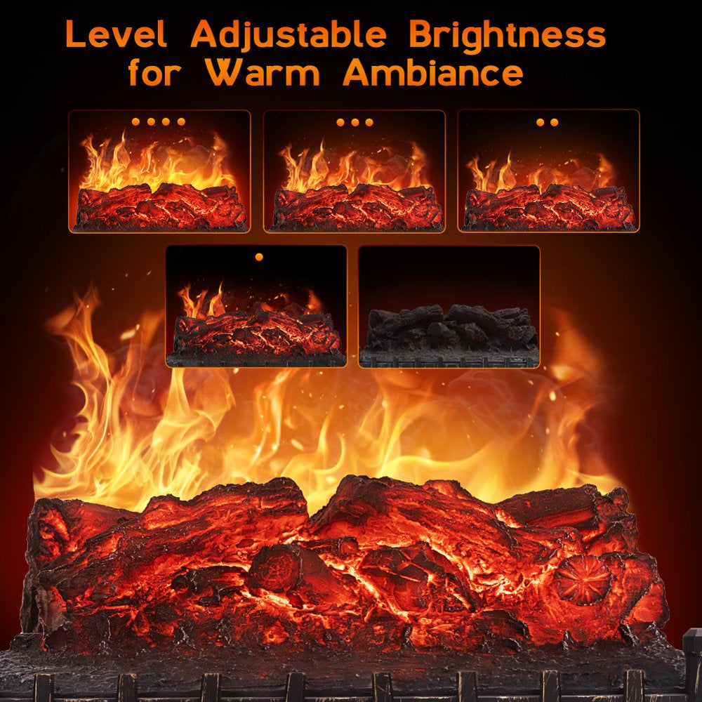 Lifeplus Electric Fireplace Insert Log Set Heater Portable Freestanding with Remote Control Adjustable Brightness Antique Bronze Finish, 23"
