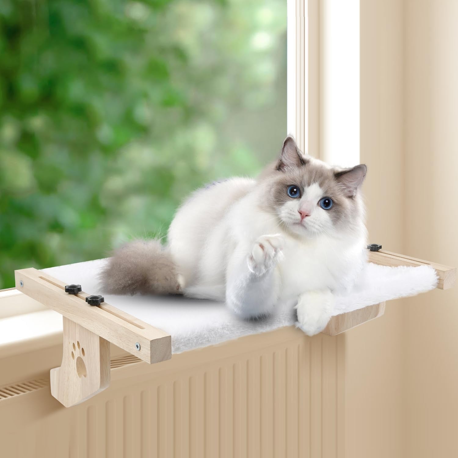 Cat Window Perch, Cat Window Hammock for Indoor Cats, Easy to Adjust & Assemble Large Cat Bed Seat for Windowsill, Bedside,Drawer and Cabinet