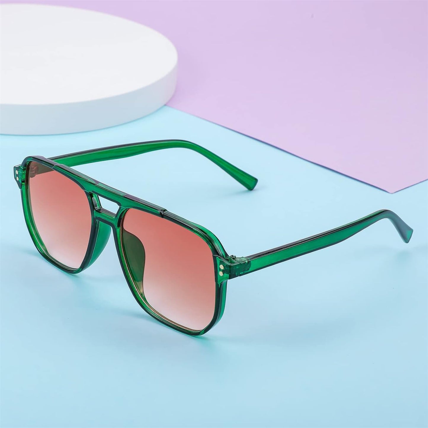 Retro Square Aviator Sunglasses Women Men 70S Vintage Trendy Plastic Frame Sun Glasses B2835