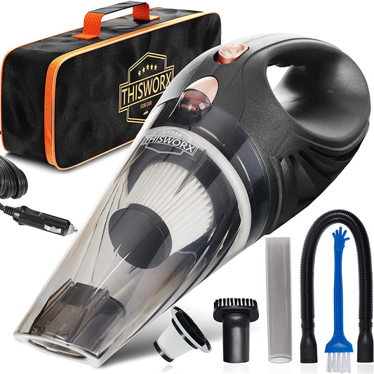 Car Vacuum Cleaner - Small 12V High Power Handheld Portable Car Vacuum W/Accessories, 16 Ft Cord & Bag - Car Gifts for Men Who Have Everything - Detailing Kit Essentials for Travel