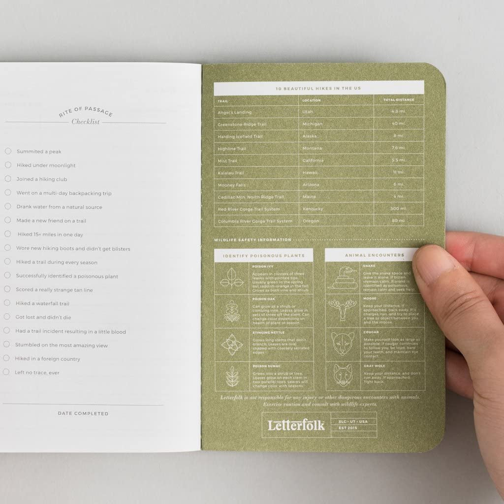 Letterfolk Hike Passport Journal — Pocket-Sized Experience Hiking Book (3.5" W X 5.5" H)