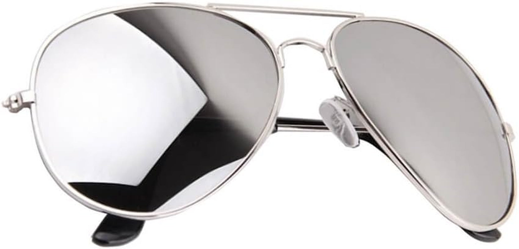 Aviator Sunglasses Full Mirror Lenses Silver Metal Frame UV400 Protection