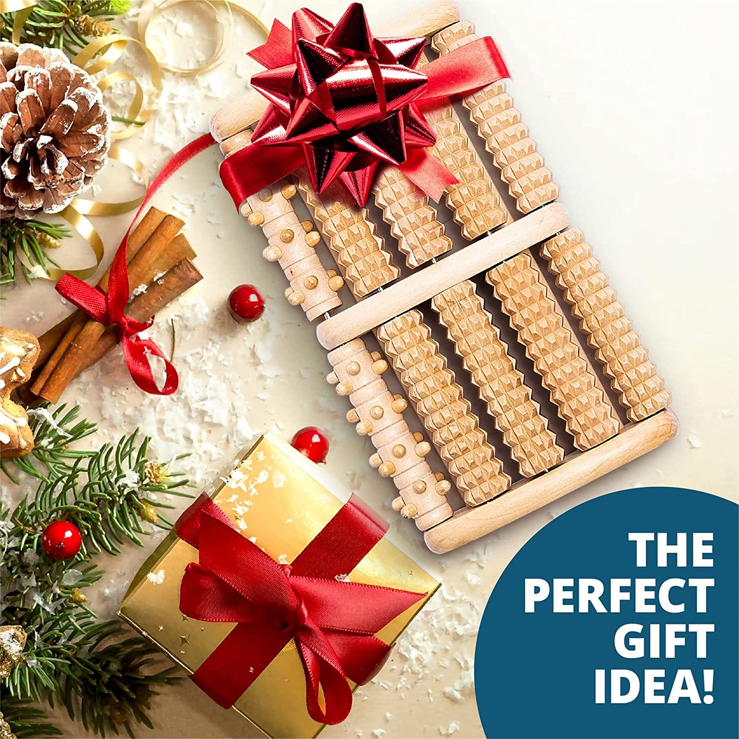 Foot Massager - Gifts for Women, Mom, Dad, Stress Relief, Plantar Fasciitis Relief - Foot Roller for Foot Pain, Neuropathy, Heel Spur Pain, Stress Relief, Wooden Reflexolo (Large)