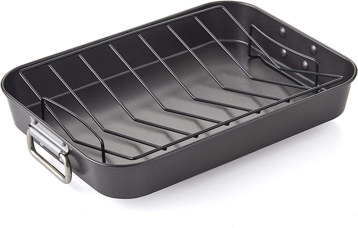 Baking Pan Rack Insert Oven Insert with Large Non-Stick 3-Tier Baking Rack, ROASTING PAN INCL ...