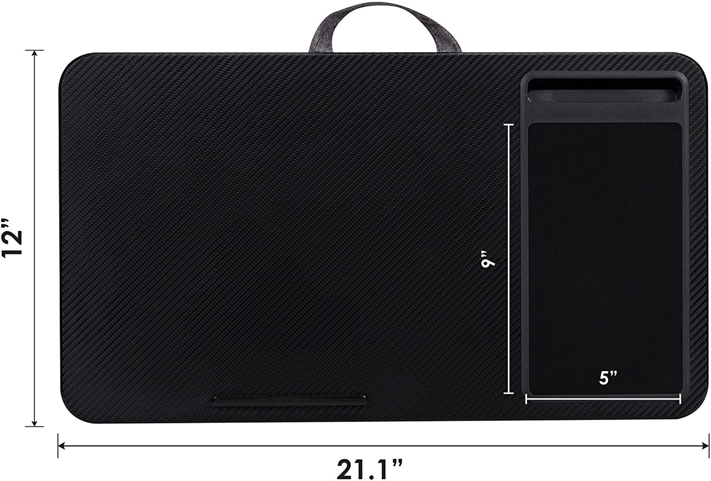 Home Office Lap Desk with Device Ledge, Mouse Pad, and Phone Holder - Black Carbon - Fits up to 15.6 Inch Laptops - Style No. 91588