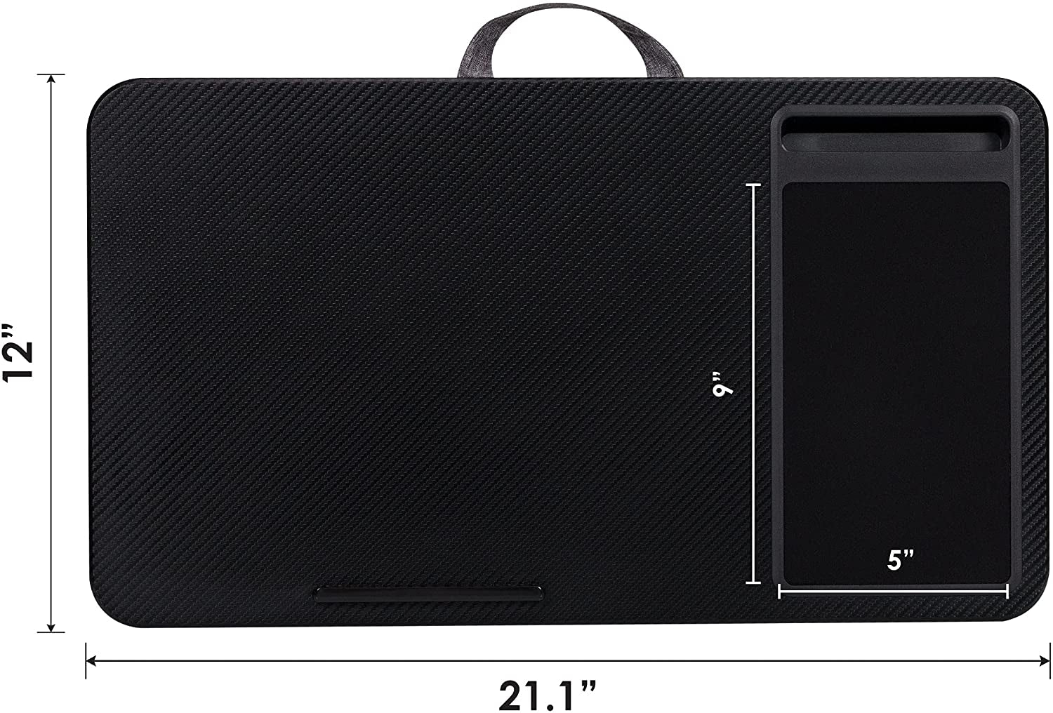 Home Office Lap Desk with Device Ledge, Mouse Pad, and Phone Holder - Black Carbon - Fits up to 15.6 Inch Laptops - Style No. 91588