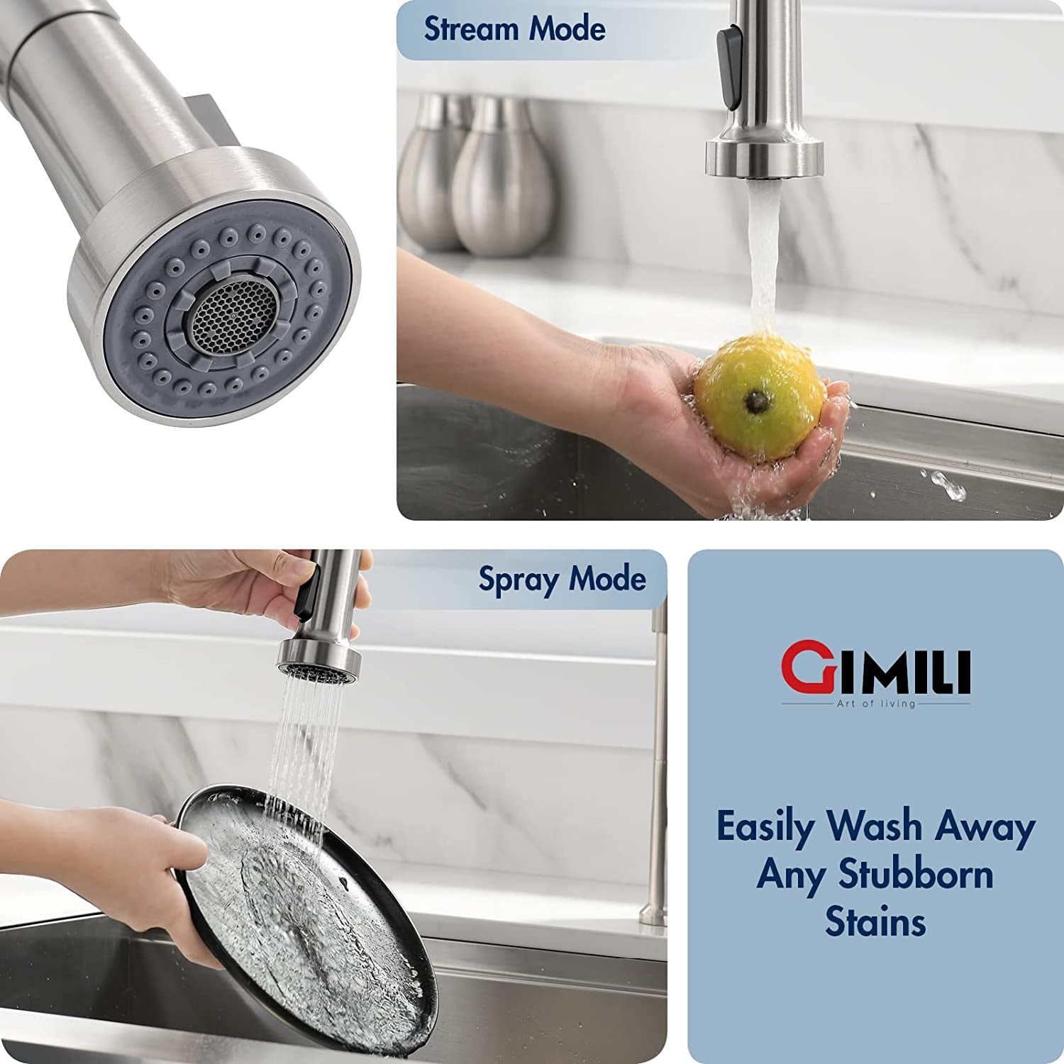 Kitchen Faucet with Pull down Sprayer High Arc Single Handle Spring Kitchen Sink Faucet Brushed Nickel Modern Rv Stainless Steel Kitchen Faucets