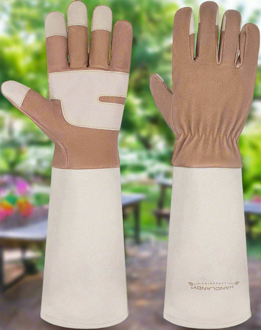 Long Sleeve Leather Gardening Gloves,Rose Pruning Floral Gauntlet Garden Gloves for Women and Men