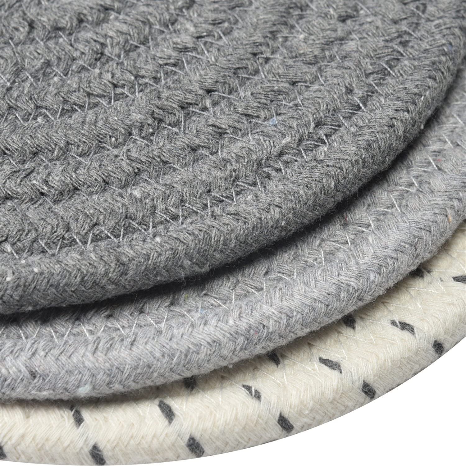 Potholders Set Trivets Set 100% Pure Cotton Thread Weave Hot Pot Holders Set (Set of 3) Stylish Coasters, Hot Pads, Hot Mats,Spoon Rest for Cooking and Baking by Diameter 7 Inches (Gray)