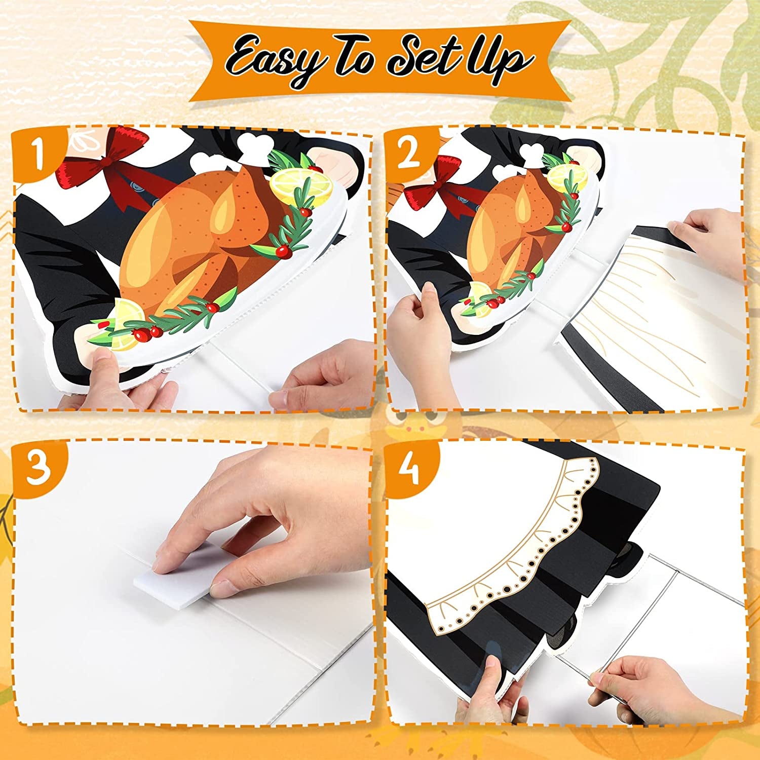 Large Thanksgiving Pilgrim Yard Sign Pilgrim Boy Girl Pumpkin Turkey Happy Fall Yard Lawn Sign with H Stands for Autumn Thanksgiving Harvest Party Outdoor Supplies Decoration, 33 X 12.6 Inch