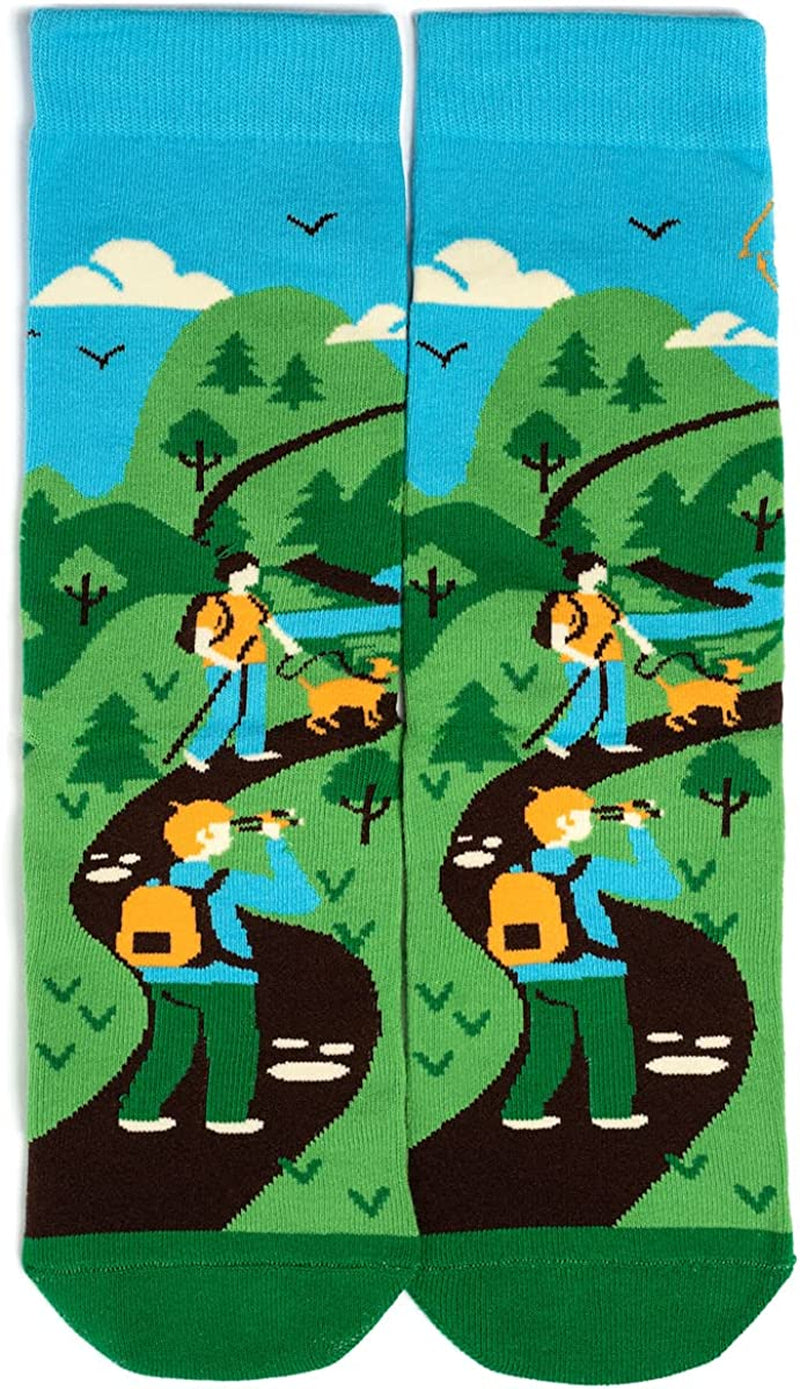 Outdoor Themed Socks for Men, Women & Teens - Funny Gifts for Camping, Biking, Hiking and More