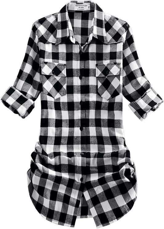 Women'S Long Sleeve Flannel Plaid Shirt