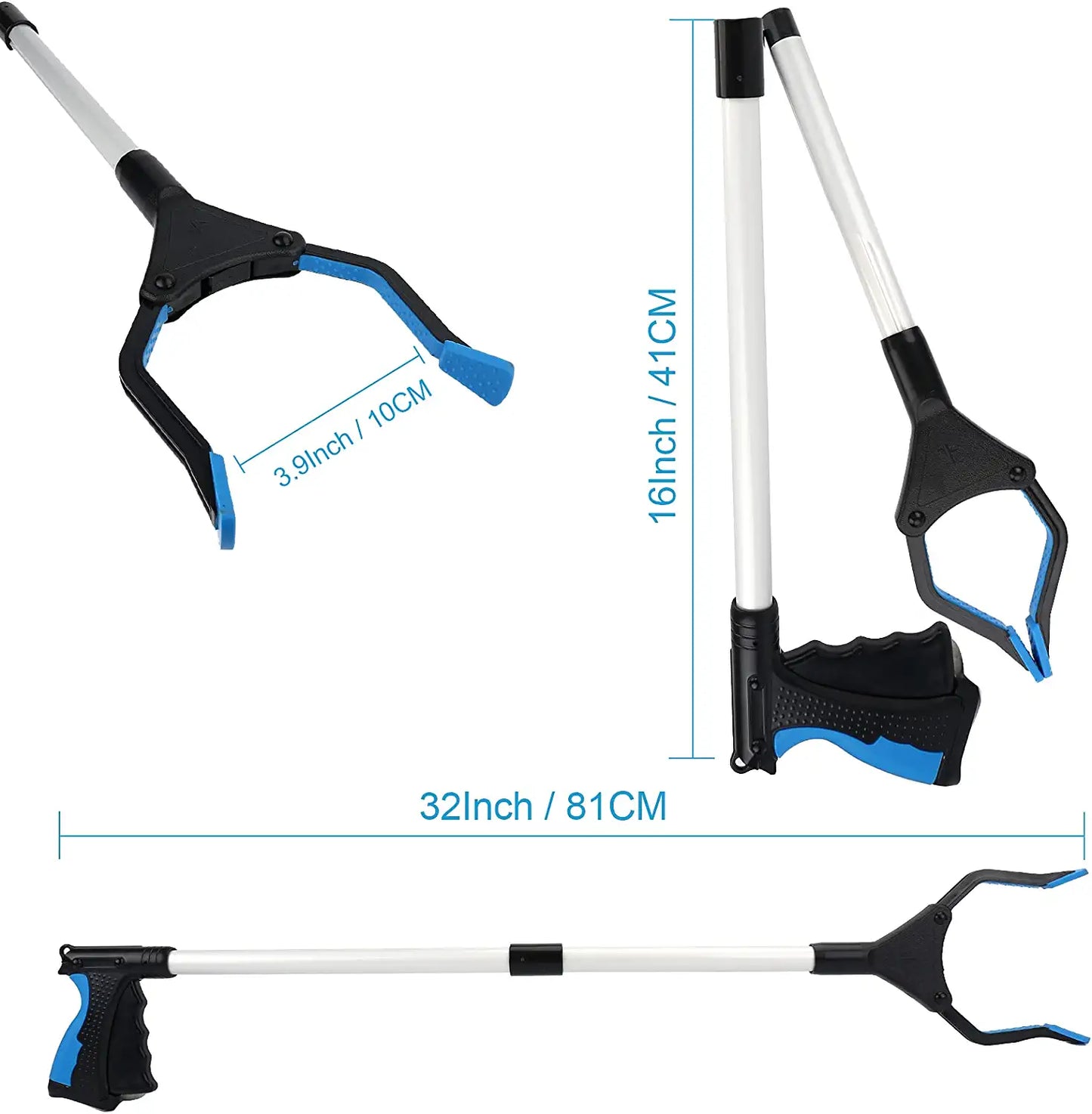 Reacher Grabber Tool, 32" Grabbers for Elderly, Lightweight Extra Long Handy Trash Claw Grabber, Reaching Assist Tool for Trash Pick Up, Nabber, Litter Picker, Arm Extension (Blue)