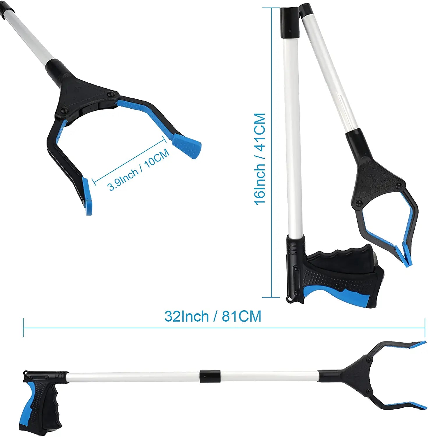Reacher Grabber Tool, 32" Grabbers for Elderly, Lightweight Extra Long Handy Trash Claw Grabber, Reaching Assist Tool for Trash Pick Up, Nabber, Litter Picker, Arm Extension (Blue)