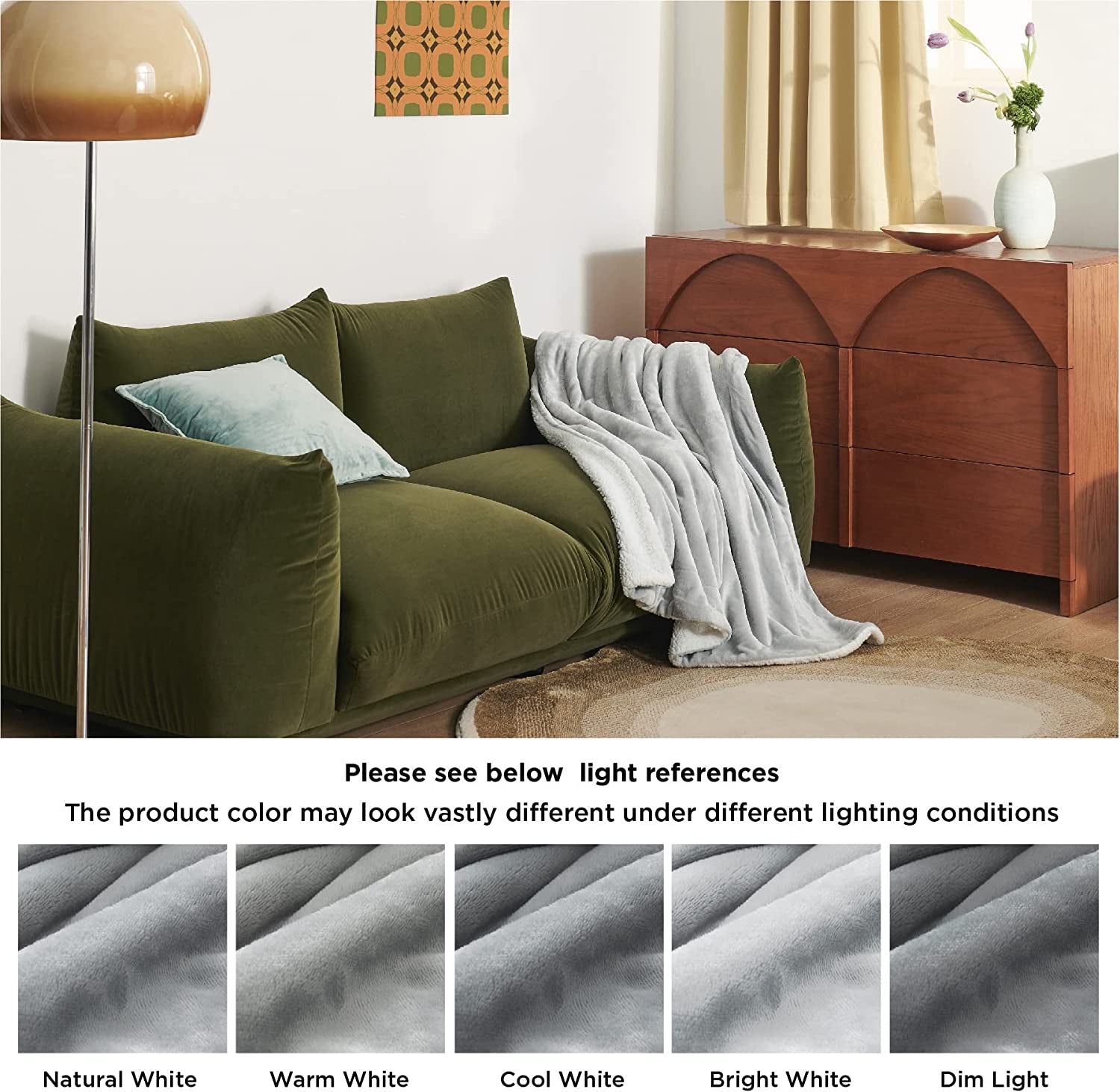 Sherpa Fleece Throw Blanket for Couch - Light Grey Thick Fuzzy Warm Soft Blankets and Throws for Sofa, 50X60 Inches