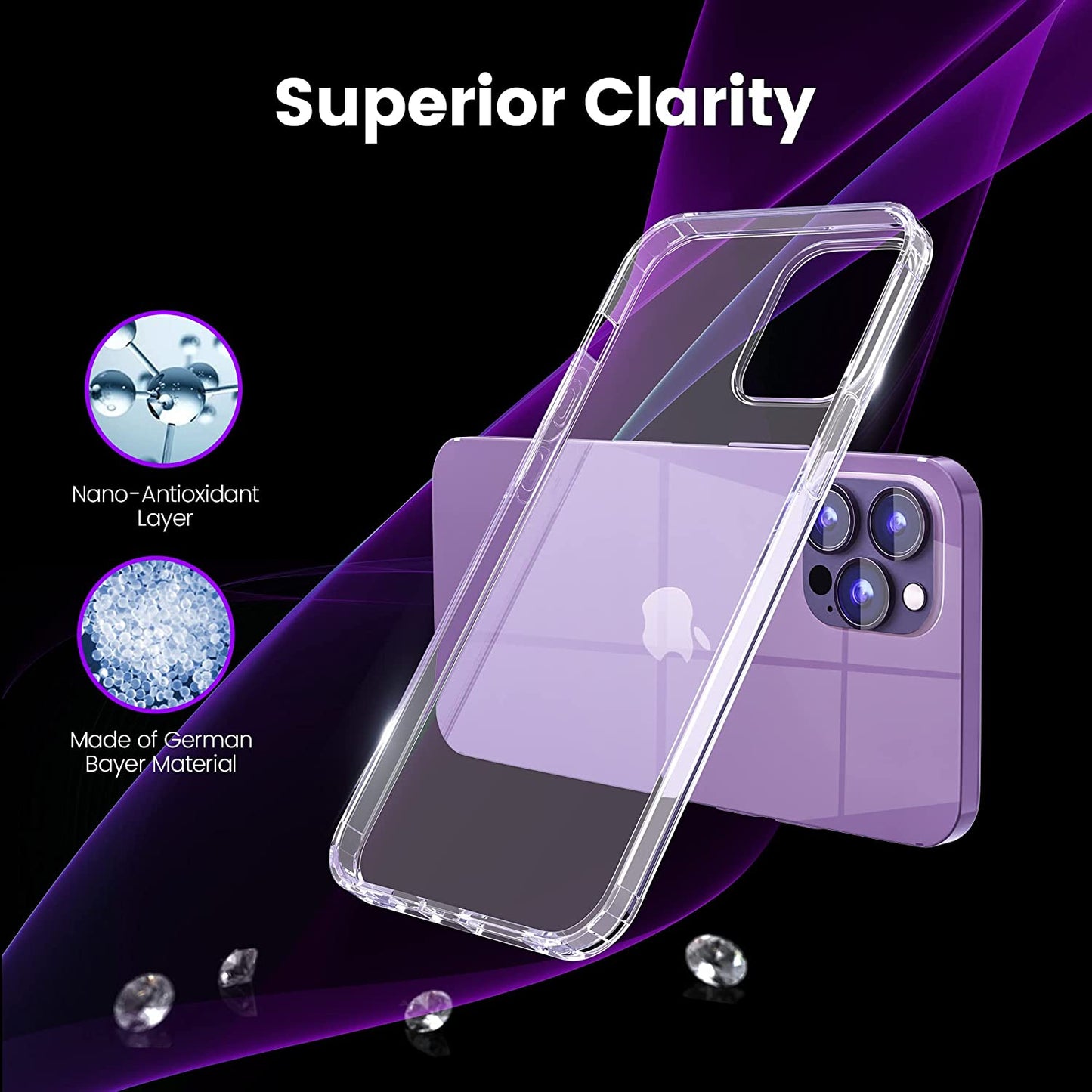 Designed for Iphone 14 Pro Max Case - Crystal Clear Shockproof Protection with PC Back & TPU Bumpers - Magsafe Compatible - Non-Yellowing & Non-Slip Iphone 14 Pro Max Clear Case