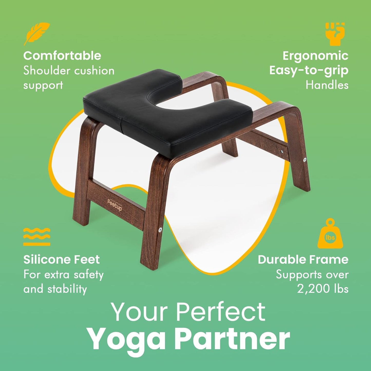 Yoga Headstand Bench, Vegan Handstand Trainer Bench and Stand, Strength Training Inversion Equipment for Relaxation and Strength, Includes App & Starter Kit, 1 Worldwide