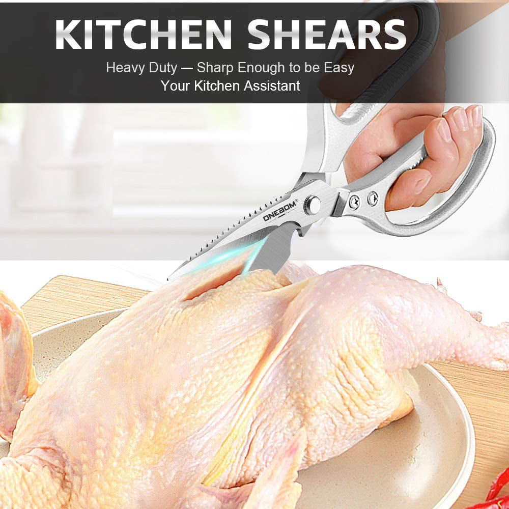 Kitchen Shears 2 Pack,Multi Function Kitchen Scissors Heavy Duty 304 Stainless Steel,For Chicken,Meat,Fish