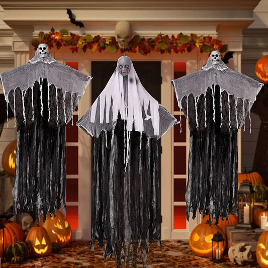 Halloween Decorations, Halloween Decor Skeleton Ghosts Hanging 52"- 3Pcs, Halloween Decorations Clearance Outdoor Indoor Grim Reapers Decorative Yard Home Costumes Party Supplies Haunted House Décor
