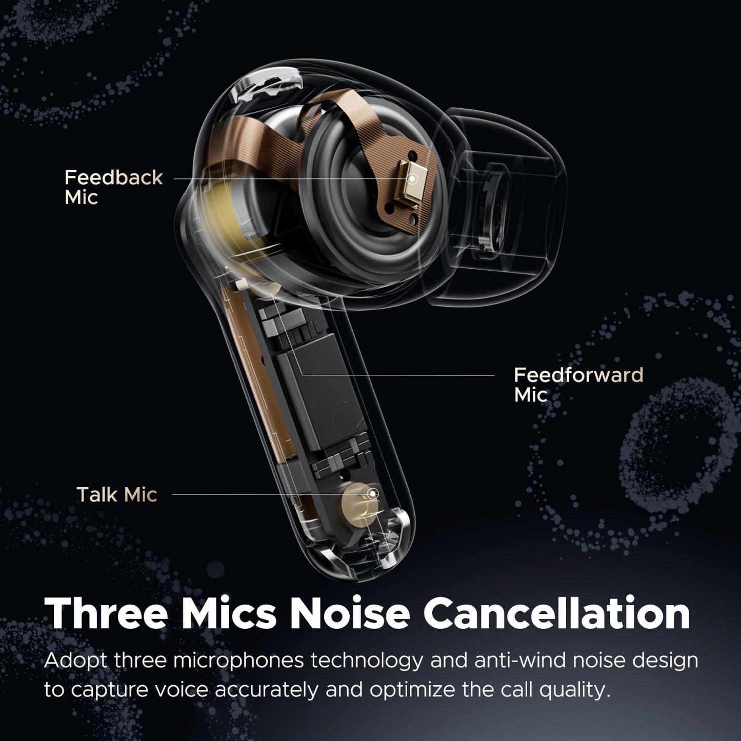 Capsule3 Pro | Wireless Earbuds with Hi-Res and LDAC, 43Db Hybrid Active Noise Cancelling Bluetooth 5.3 Earphones with 6 Mics, Total 52 Hrs, IPX4 Rated, Transparency Mode