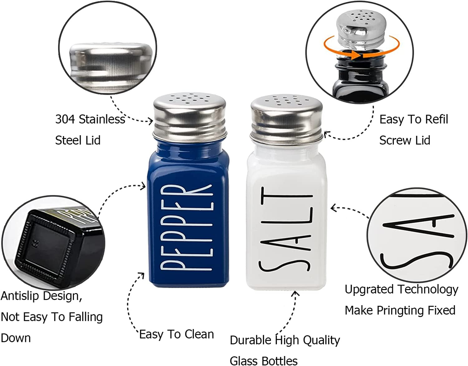 Farmhouse Salt and Pepper Shakers Set,Kitchen Decor,Glass Salt and Pepper Shakers Set,Cute Salt Shaker,Gift for Women,Modern Farmhouse Decor,Home Decor,Wedding Decorno Words Rubbing Off
