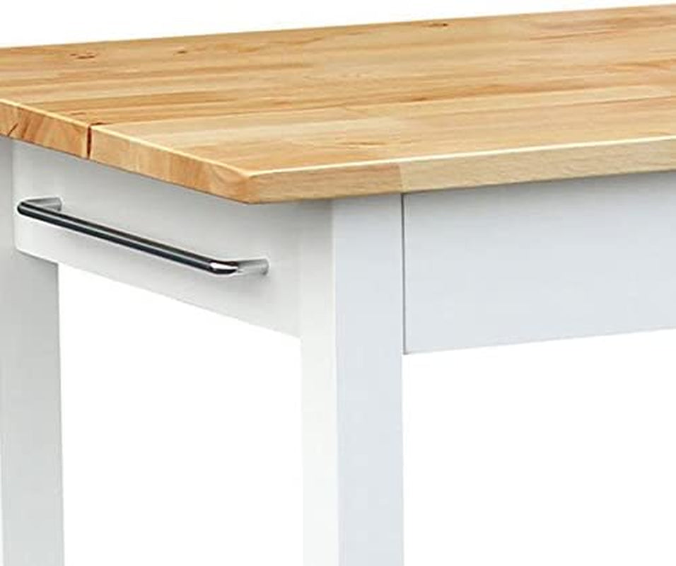 Casual Home Solid Hardwood Top, Natural/White, 40" W (373-91) Kitchen Island, Natural&White