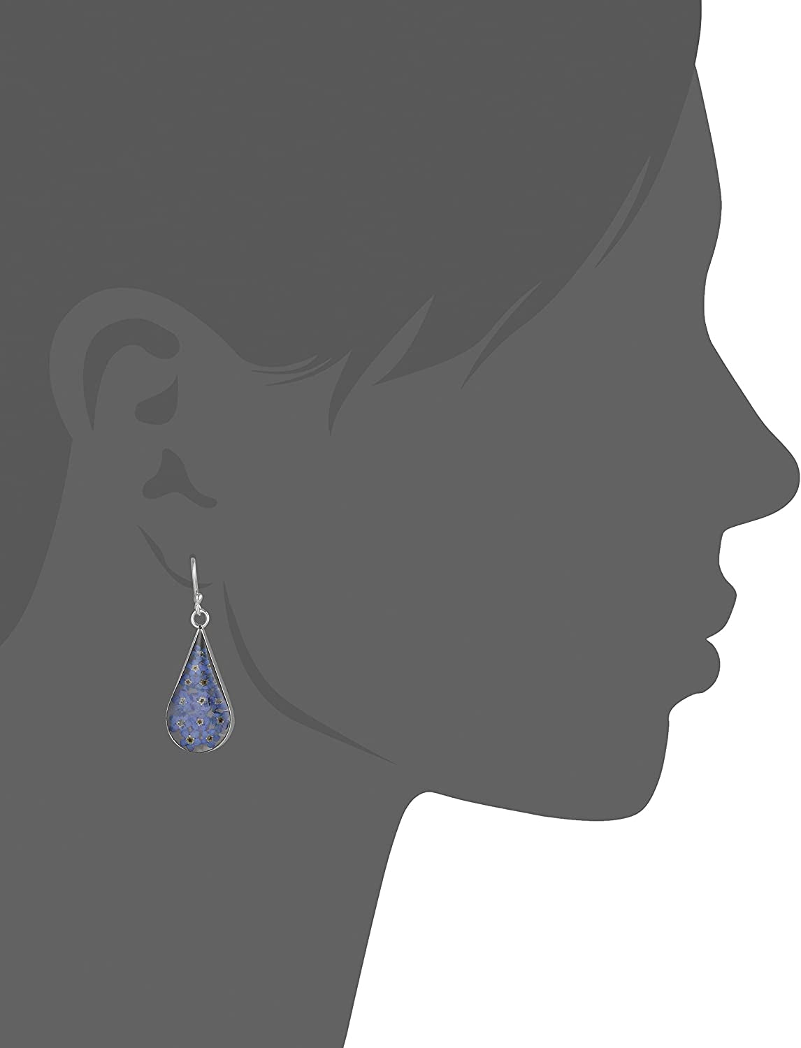 Sterling Silver Pressed Flower Teardrop Earrings