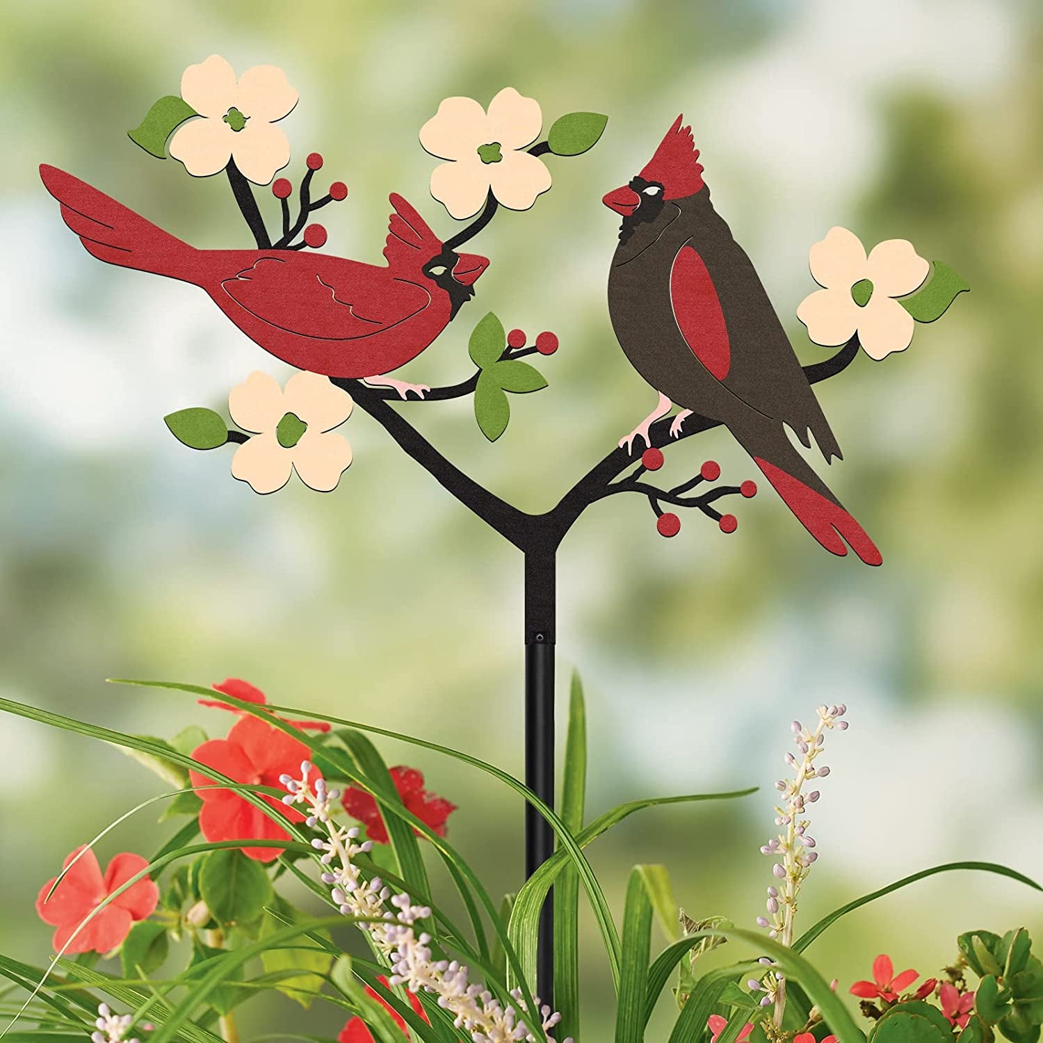 Cardinal Decor Christmas Red Cardinals Yard Sign Stake Metal Bird Decorative Garden Stakes, Lawn Outdoor Decorations for Front Backyard, Spring Birthday Remembrance Gift for Mom Women Friends Family