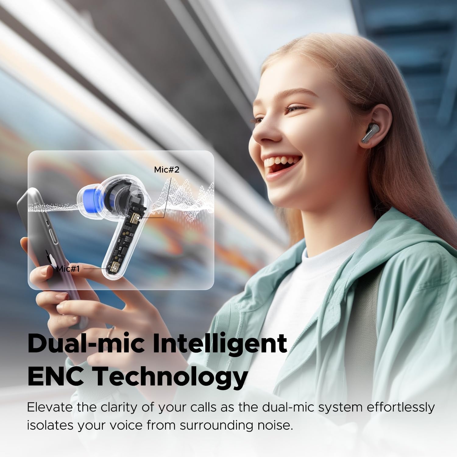 Clear Wireless Earbuds Inexpensive Earbuds, Bluetooth 5.3 Ear Buds 12Mm Drivers 2 Mic with ENC, Clear Calls with Deep Bass, Game Mode, 40H Playtime, IPX4, APP Customize EQ