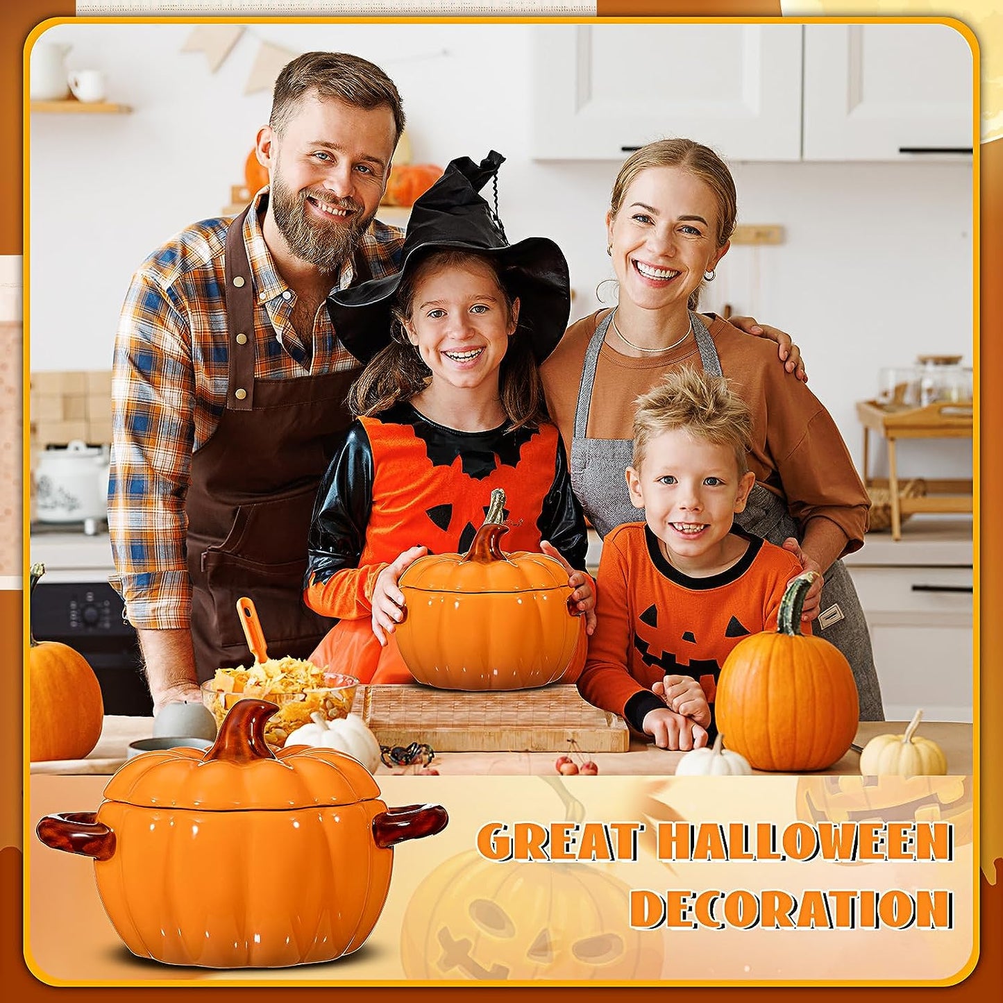 2 Pcs Ceramic Pumpkin Dish Casserole Cookware 17 Oz Pumpkin Pots for Cooking Orange Cute Pumpkin Bowl Safe Pumpkin Oven Pot with Lid Double Ear Baking Bowl for Bakeware Halloween Thanksgiving