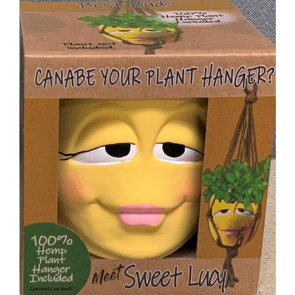 Ceramic Lucy Boxed Best Buds Pot with Jute Hemp Hanger