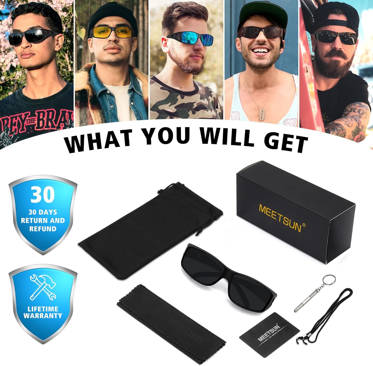 Fit over Glasses Sunglasses for Men Women,Wrap around Sunglasses Polarized 100% UV400 Protection