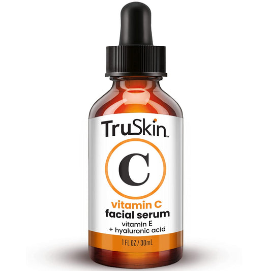 Truskin Vitamin C Serum for Face, anti Aging Serum with Hyaluronic Acid, Vitamin E, Organic Aloe Vera and Jojoba Oil, Hydrating & Brightening Serum for Dark Spots, Fine Lines and Wrinkles, 1 Fl Oz