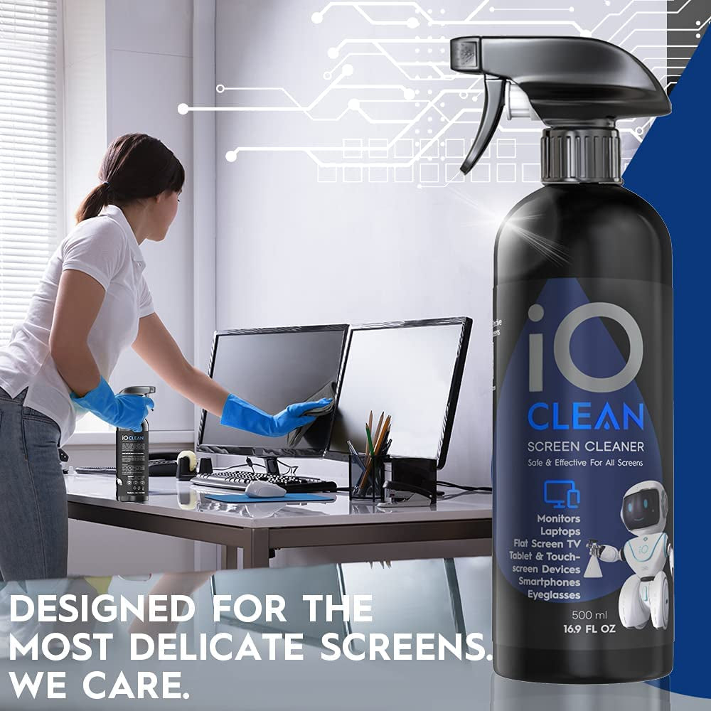 Screen Cleaner Spray (16Oz) – Best Large Cleaning Kit for LCD LED Matte TV, Smartphone, Ipad, Laptop, Touchscreen, Computer Monitor, Other Electronic Devices – Microfiber Cloth Wipes and 2 Sprayers