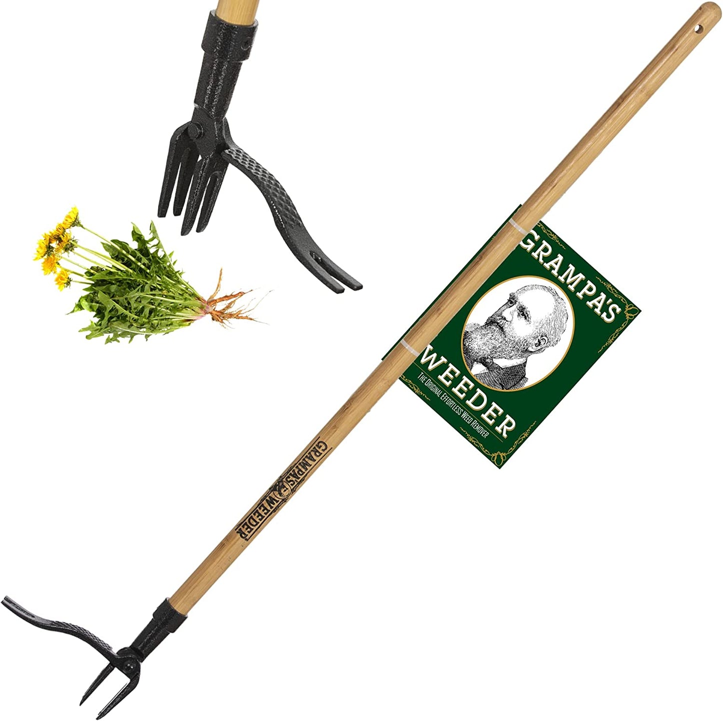 Grampa'S Weeder - the Original Stand up Weed Puller Tool with Long Handle - Made with Real Bamboo & 4-Claw Steel Head Design - Easily Remove Weeds without Bending, Pulling, or Kneeling