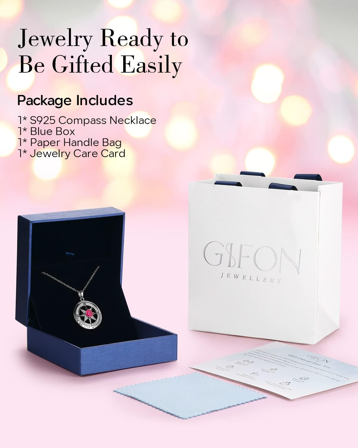 S925 Necklace Gift for Wife, Compass Jewelry Women Wedding Anniversary, Sterling Silver Girlfriend Birthday Gifts for Her, Girls Necklaces for Daughter Valentines Day Mom Mothers Day, I'D Be Lost without You